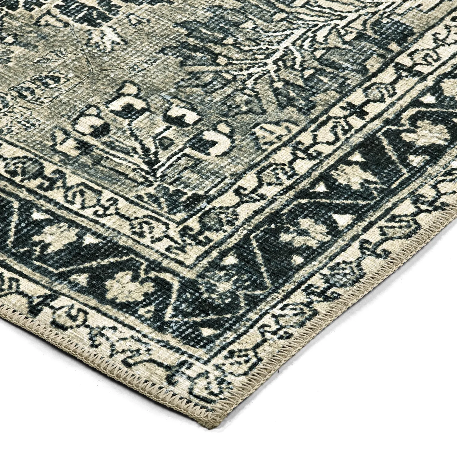 Vlakgeweven vloerkleed - Yasirah (blauw/groen)