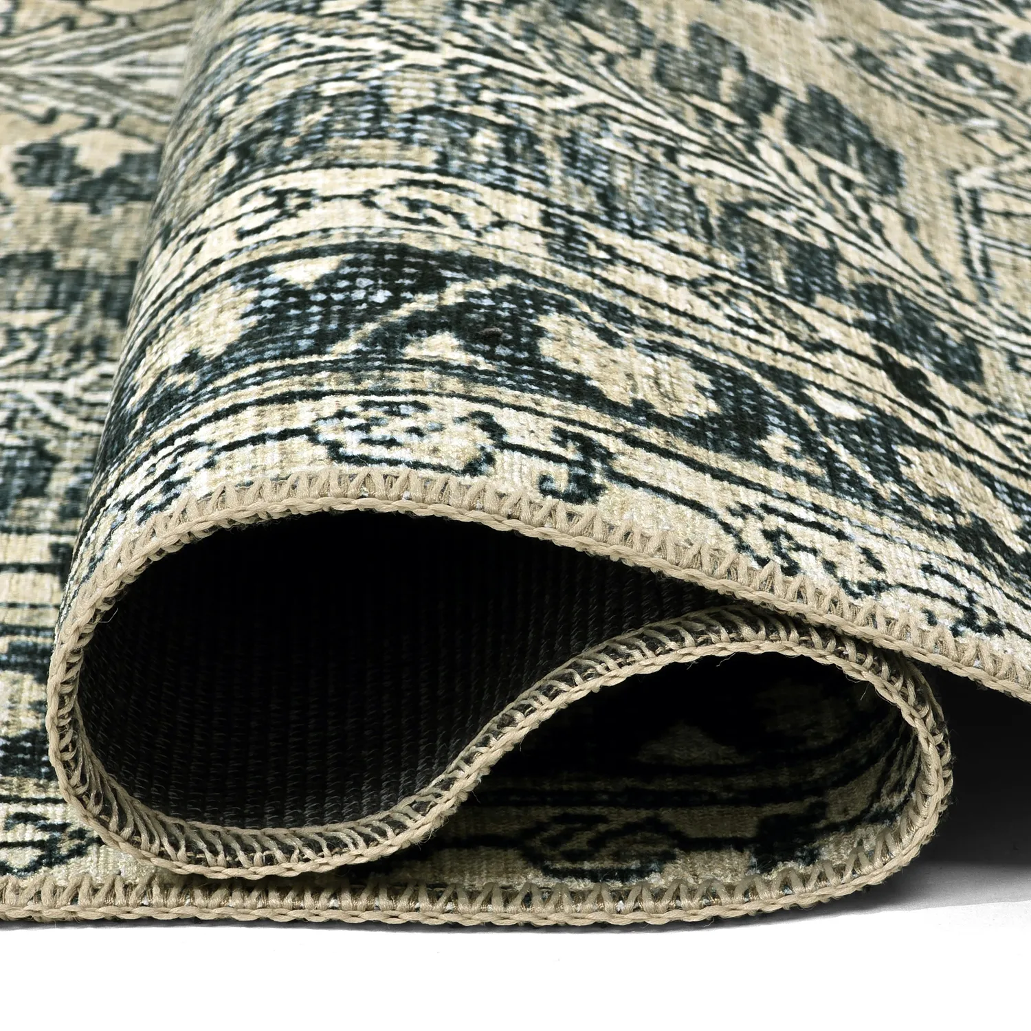 Vlakgeweven vloerkleed - Yasirah (blauw/groen)