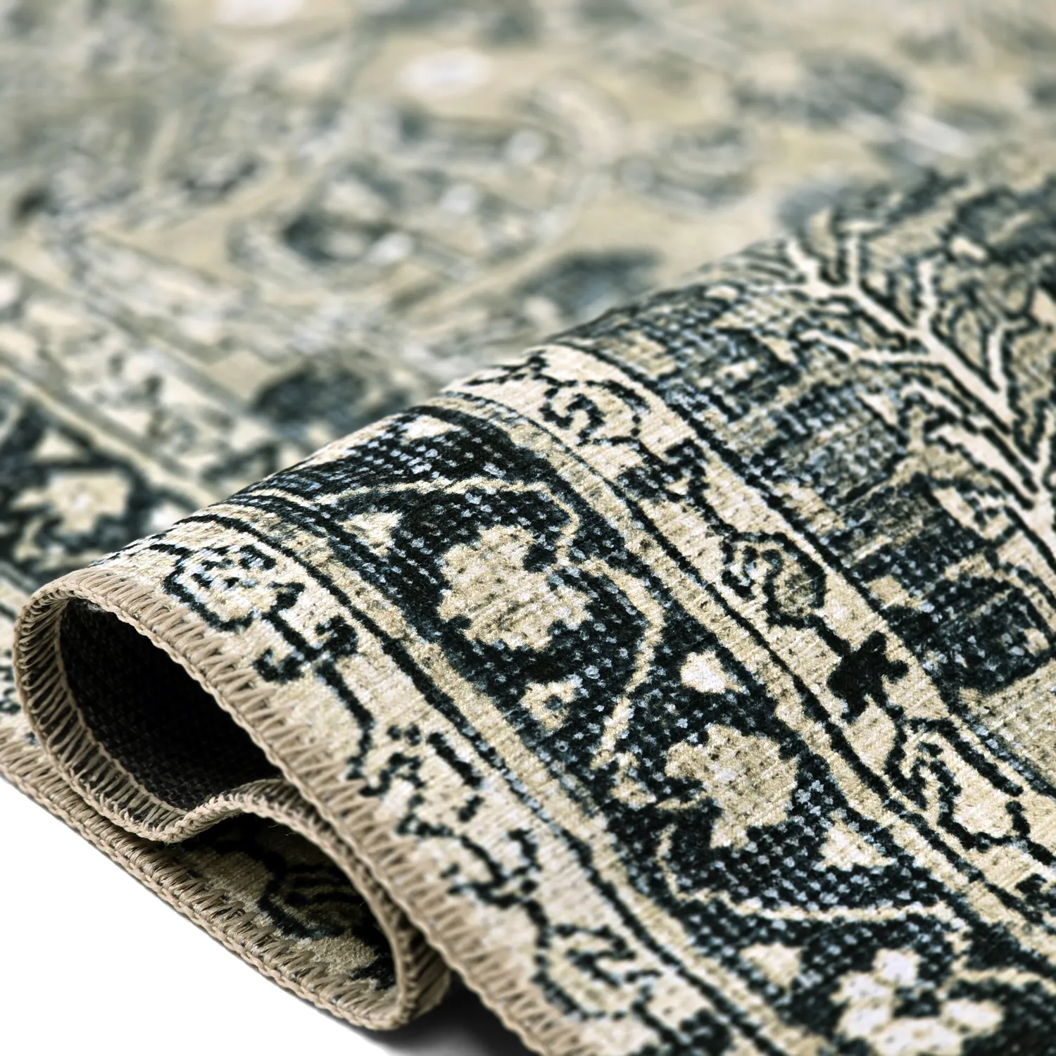 Vlakgeweven vloerkleed - Yasirah (blauw/groen)