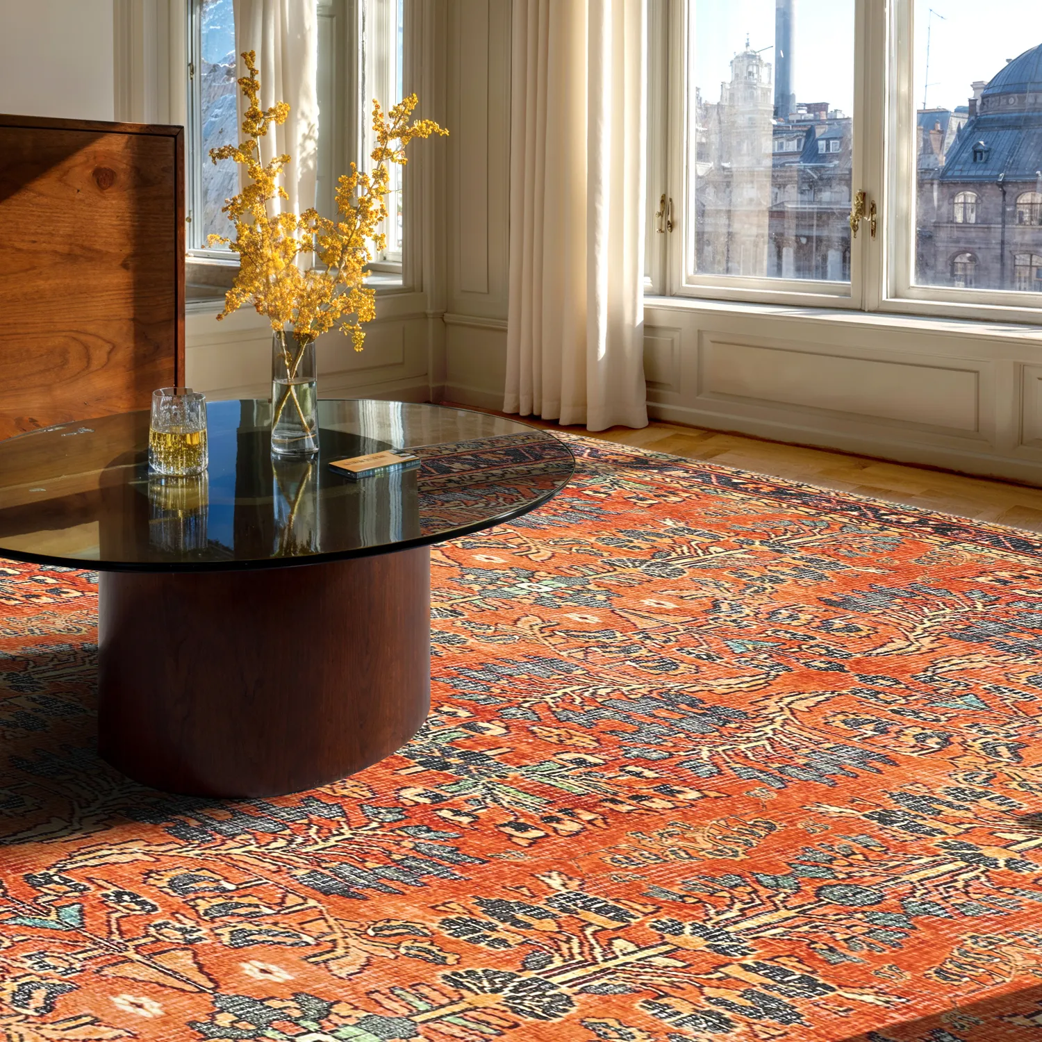 Vlakgeweven vloerkleed - Yasirah (oranje)