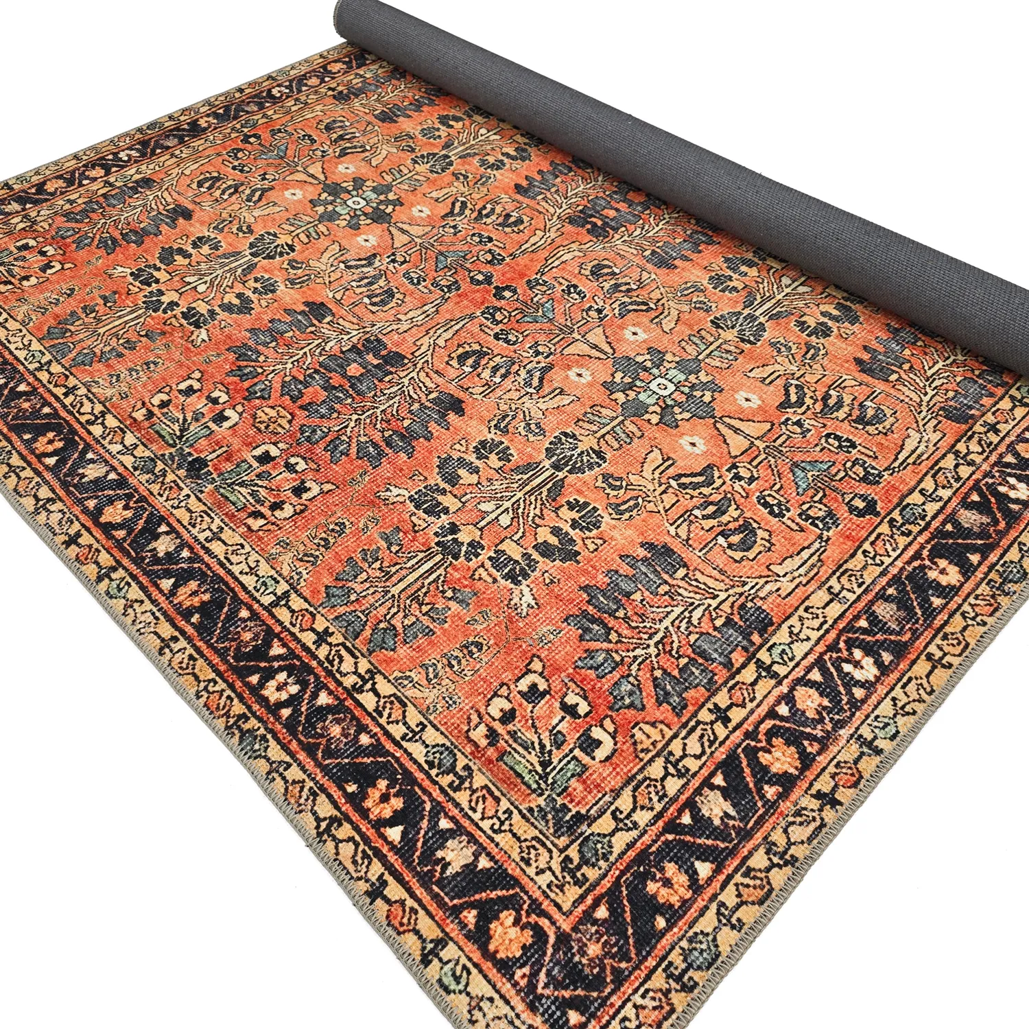 Vlakgeweven vloerkleed - Yasirah (oranje)