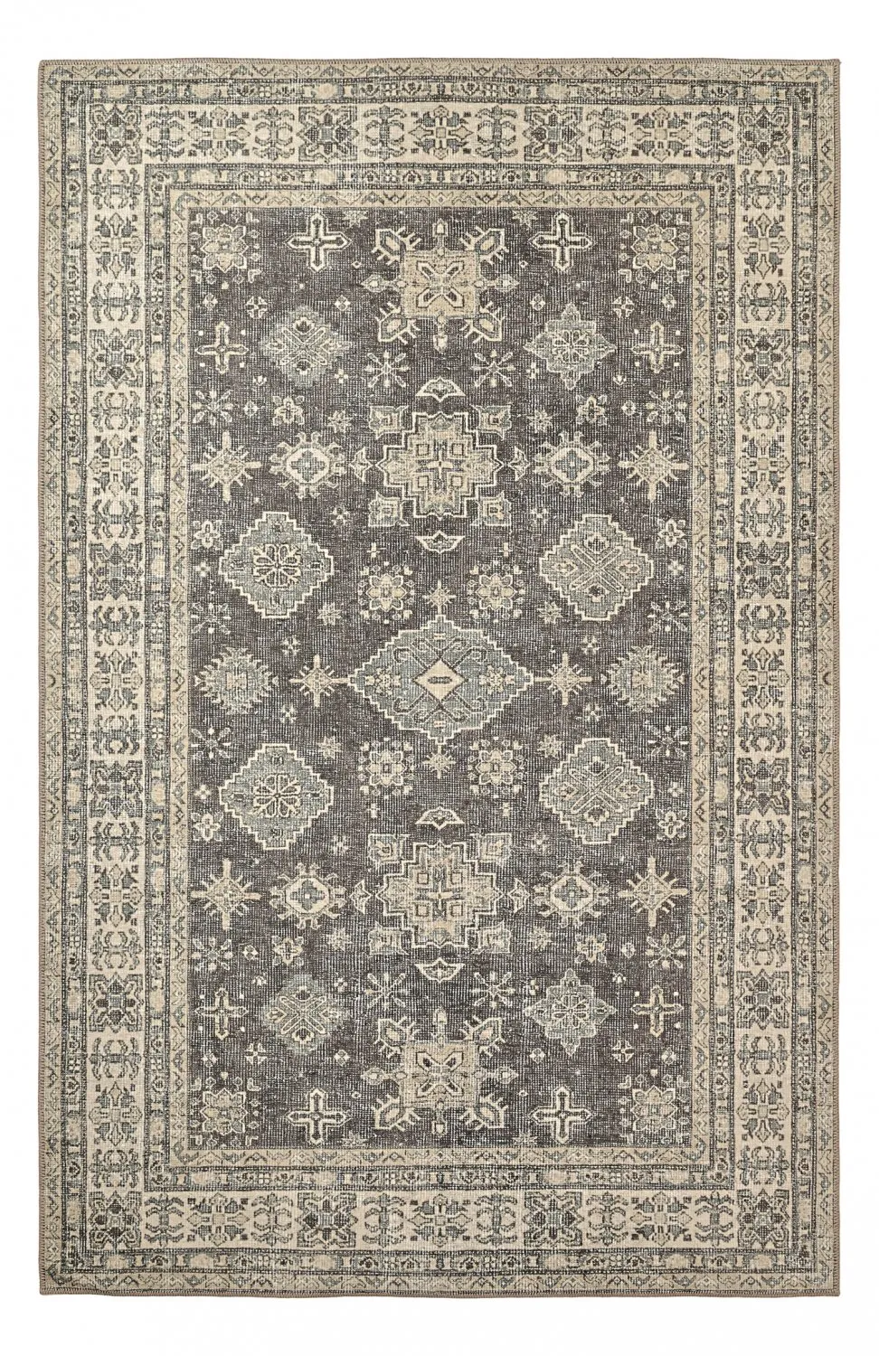 Vlakgeweven vloerkleed - Zuleina (donkergrijs)