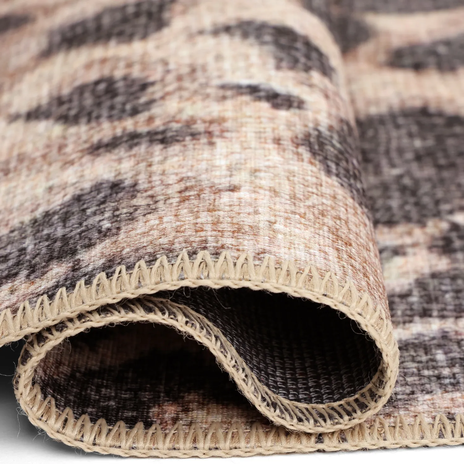 Vlakgeweven vloerkleed - Cheetah (beige/zwart)