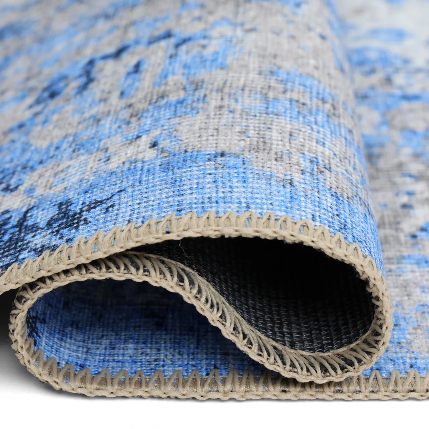 Vlakgeweven vloerkleed - Denizli (blauw)