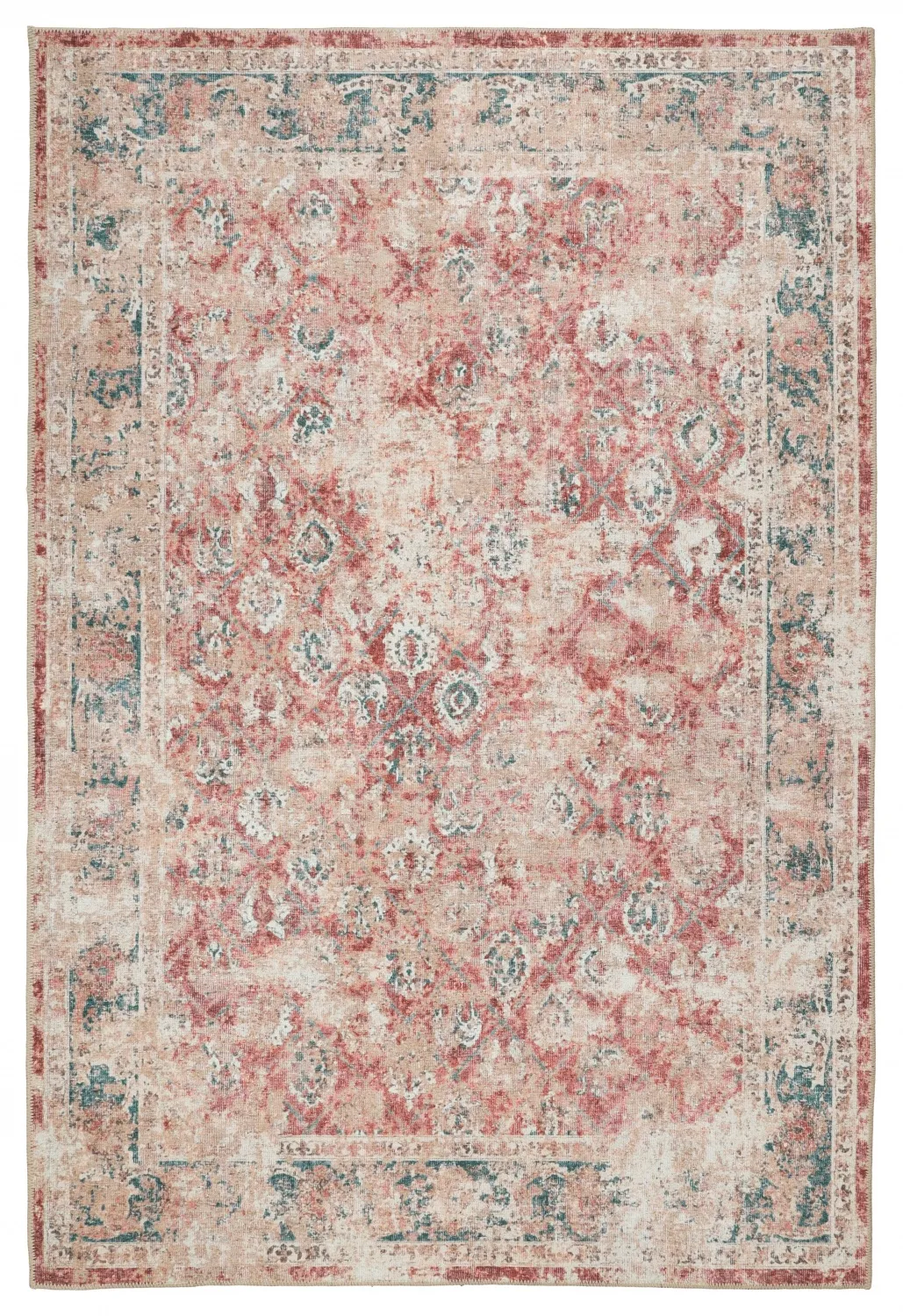Vlakgeweven vloerkleed - Douz (rood/blauw)