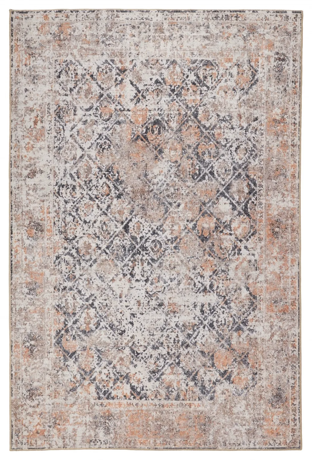 Vlakgeweven vloerkleed - Douz (zwart/beige)