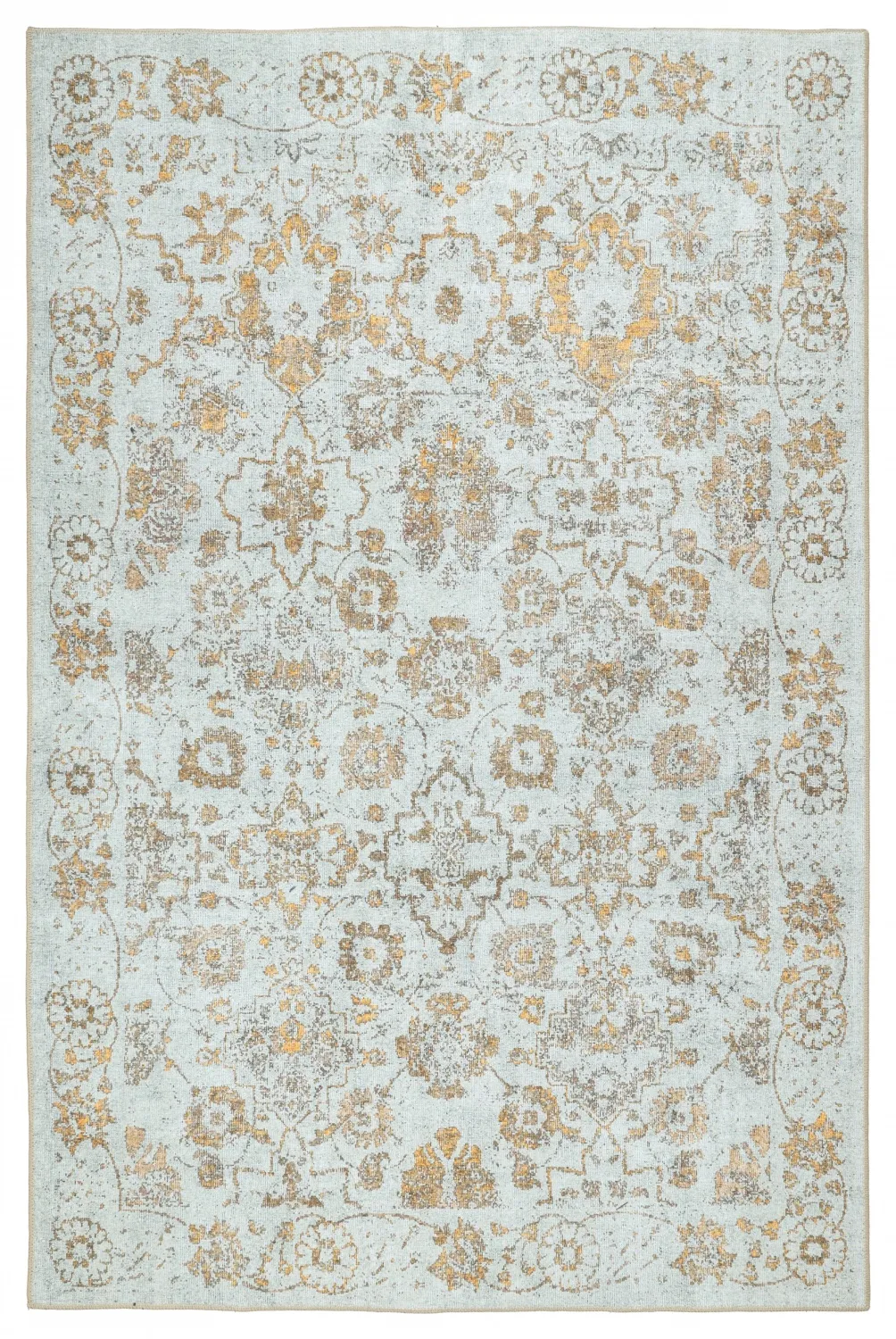 Vlakgeweven vloerkleed - Fernana (wit/goud)