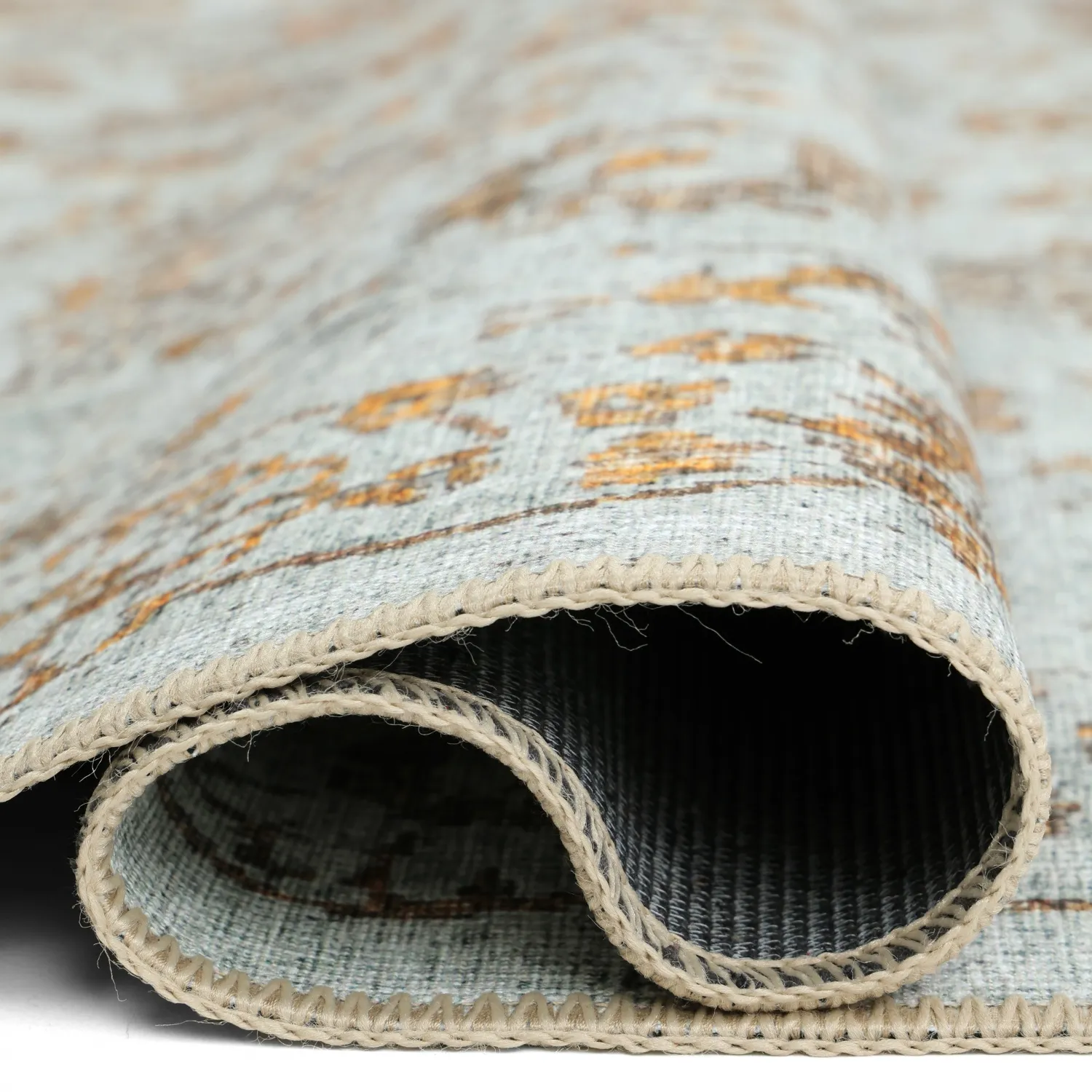 Vlakgeweven vloerkleed - Fernana (wit/goud)