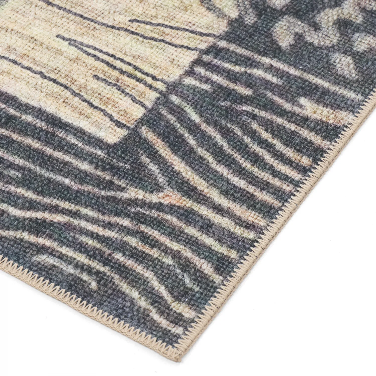 Vlakgeweven vloerkleed - Kisumu (beige/zwart)