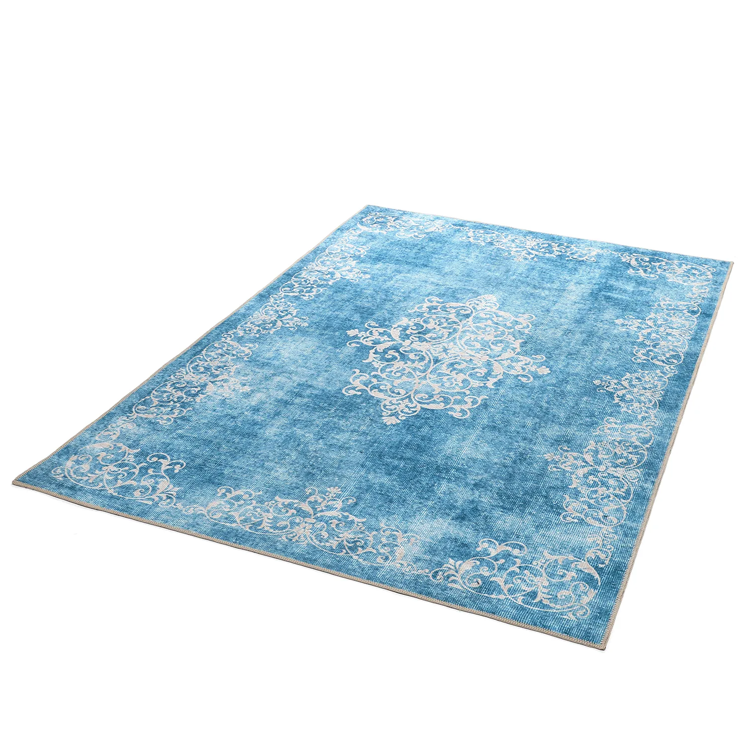 Vlakgeweven vloerkleed - Santi (blauw)