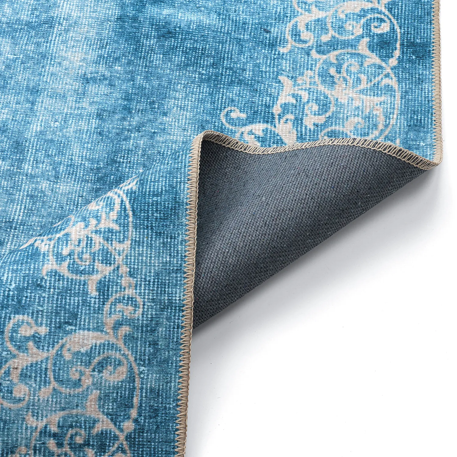 Vlakgeweven vloerkleed - Santi (blauw)