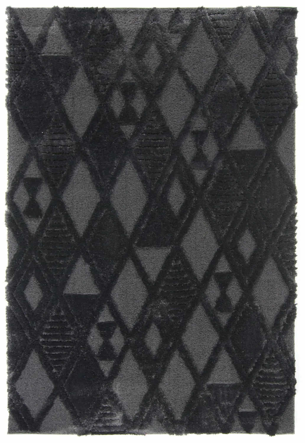 Hoogpolig vloerkleed - Rostock (zwart)