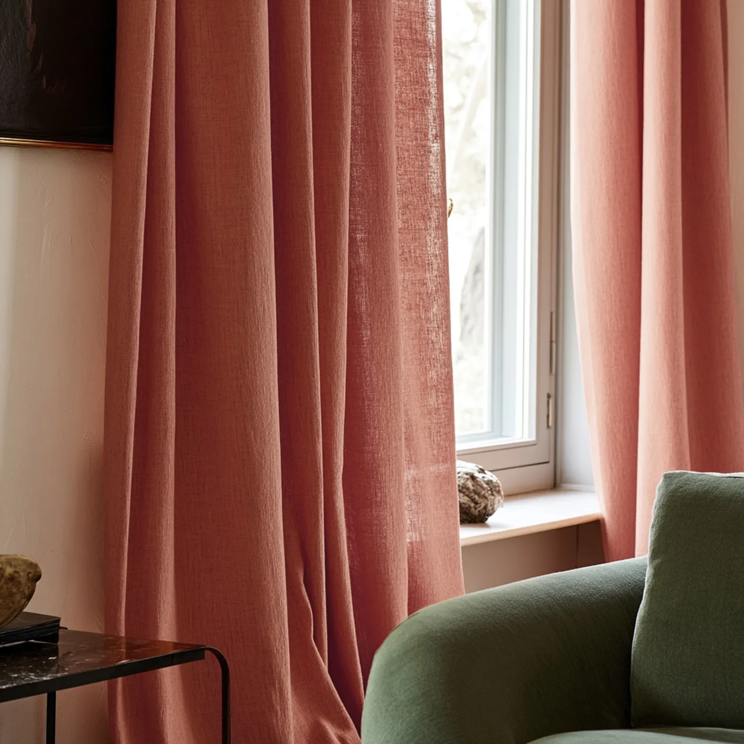 Gordijnen - Linnen gordijnen Luana (rood)