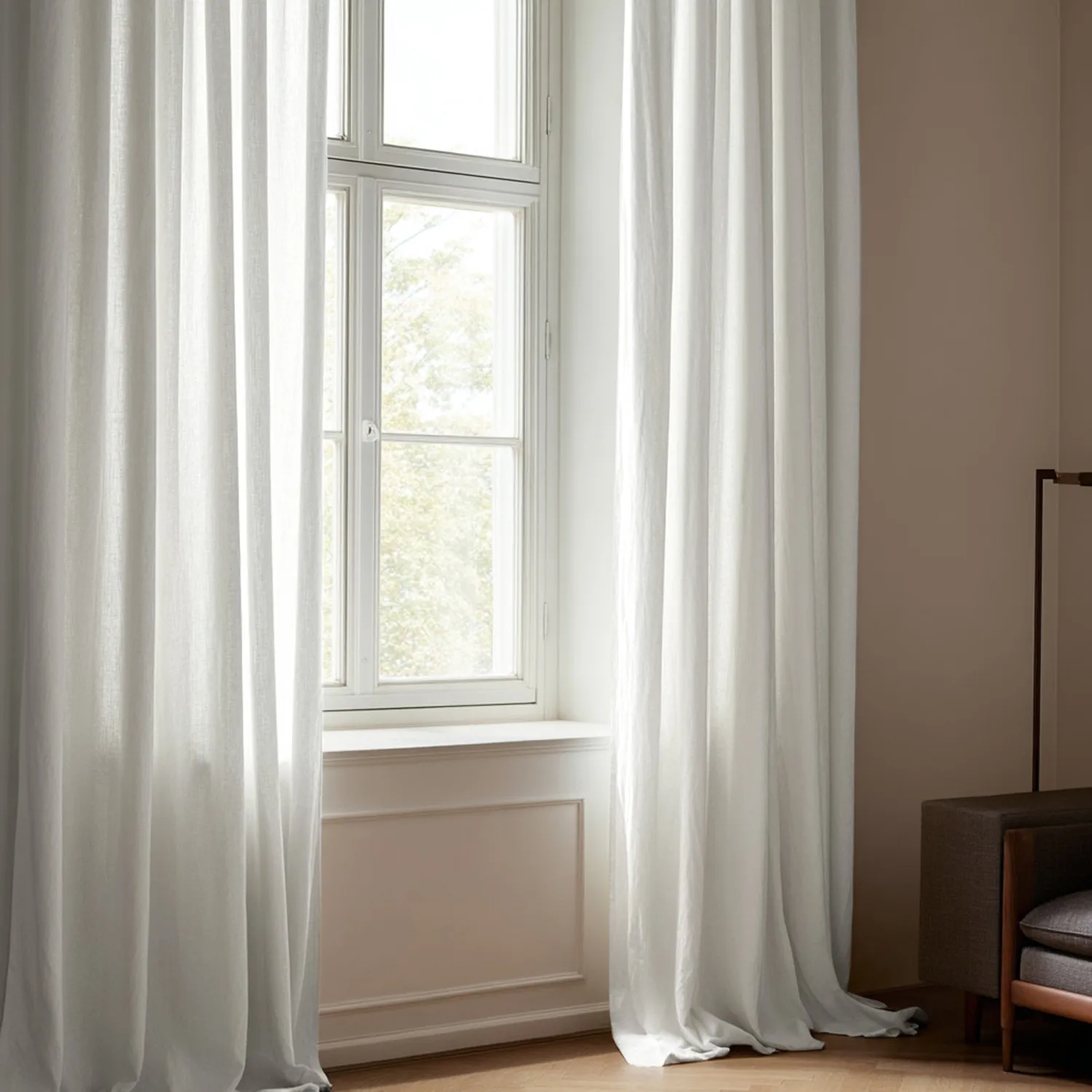 Gordijnen - Linnen gordijnen Luana (wit)