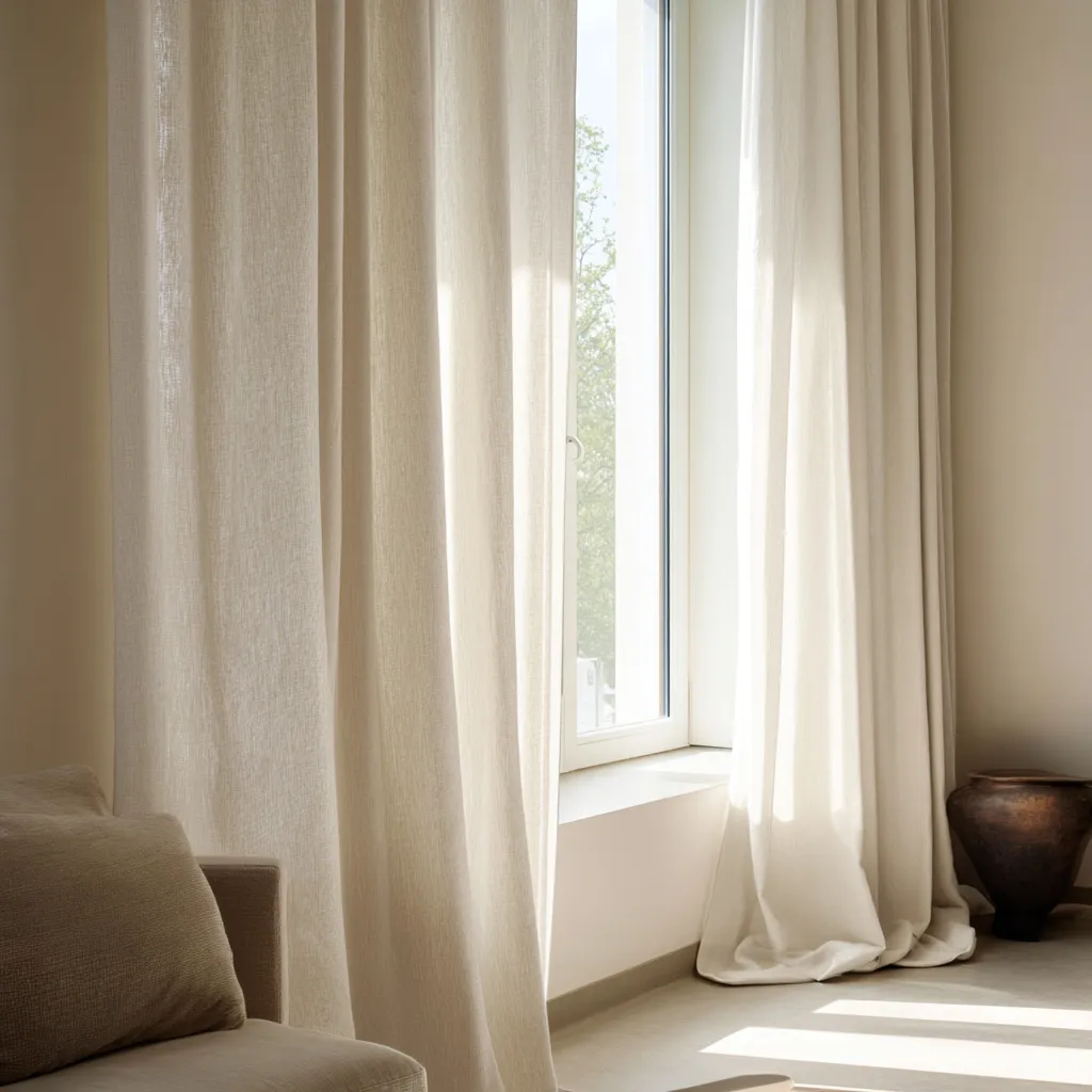 Gordijnen - Gordijn met linnenimitatie Andrada (beige)