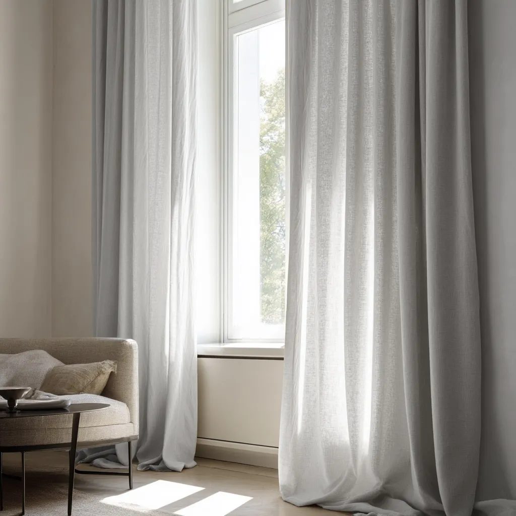 Gordijnen - Gordijn met linnenimitatie Andrada (grijs)