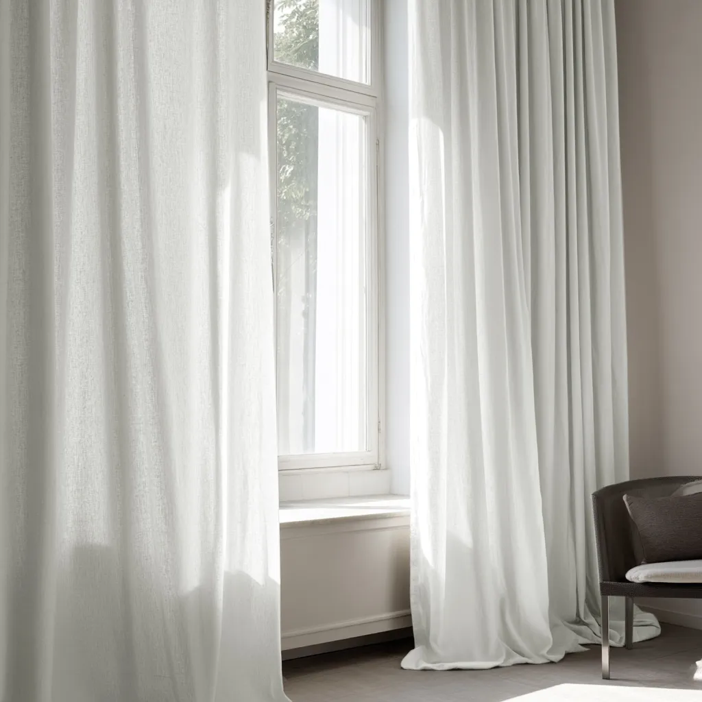 Gordijnen - Gordijn met linnenimitatie Andrada (wit)