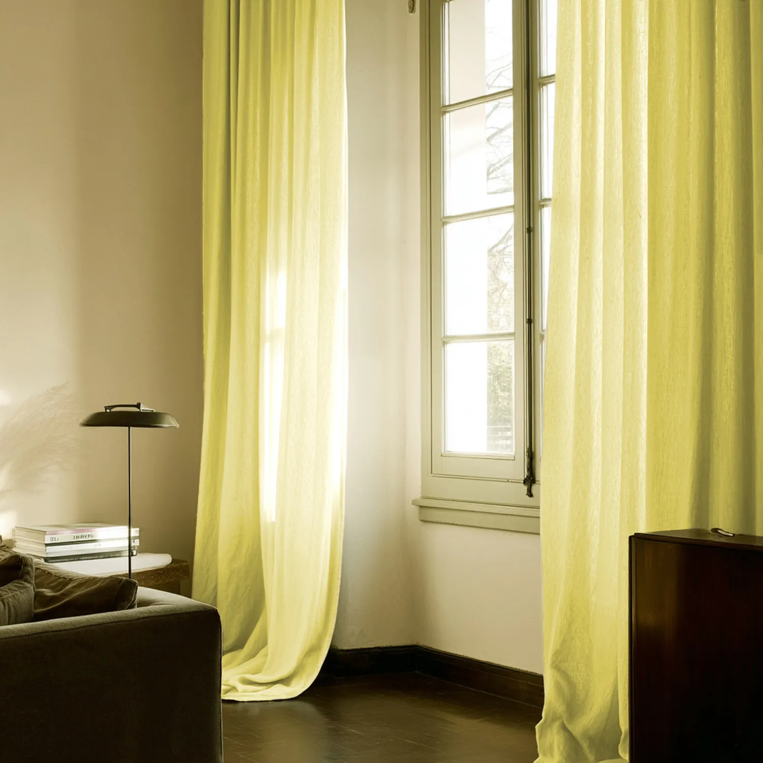 Gordijnen - Linnen gordijnen Cosmina (geel)
