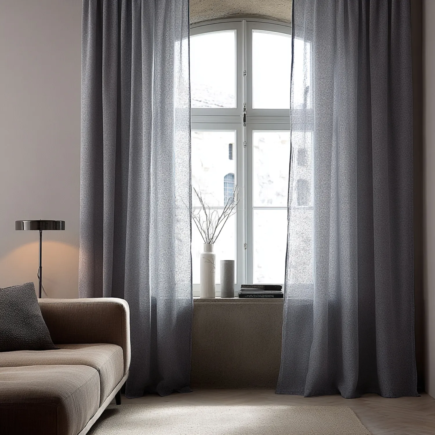 Gordijnen - Linnen gordijnen Cosmina (donkergrijs)