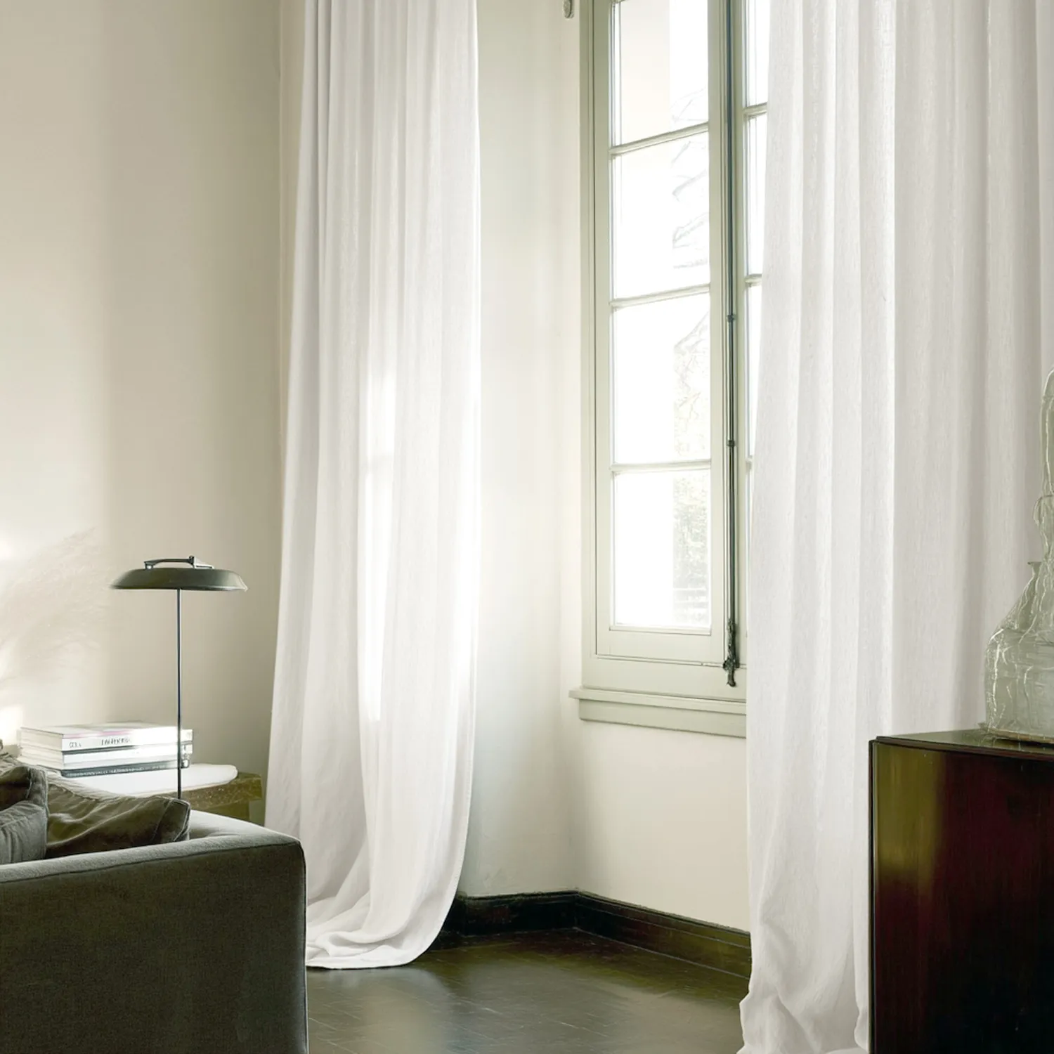 Gordijnen - Linnen gordijnen Cosmina (wit)