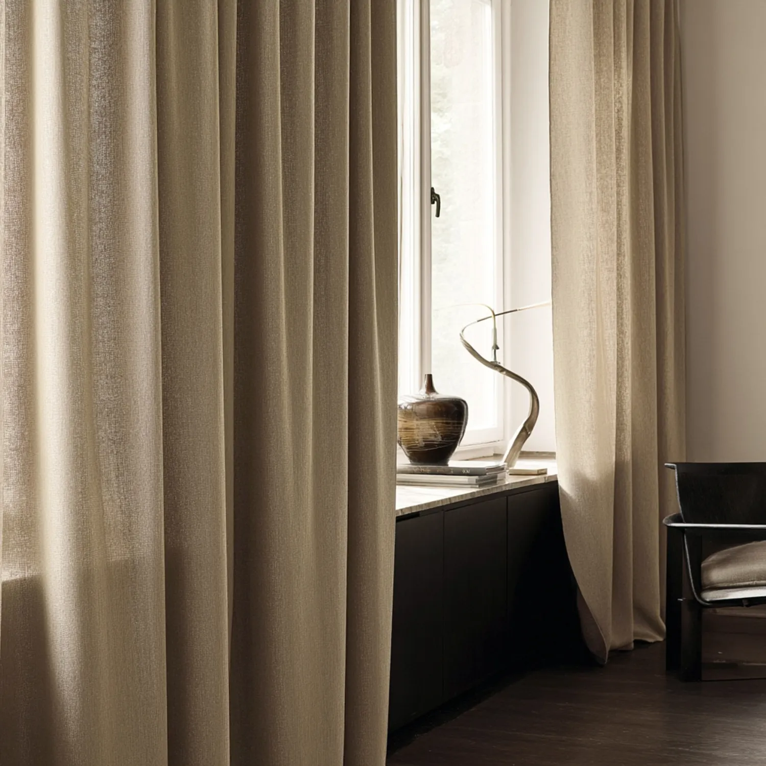 Gordijnen - Linnen gordijnen Melania (bruin)