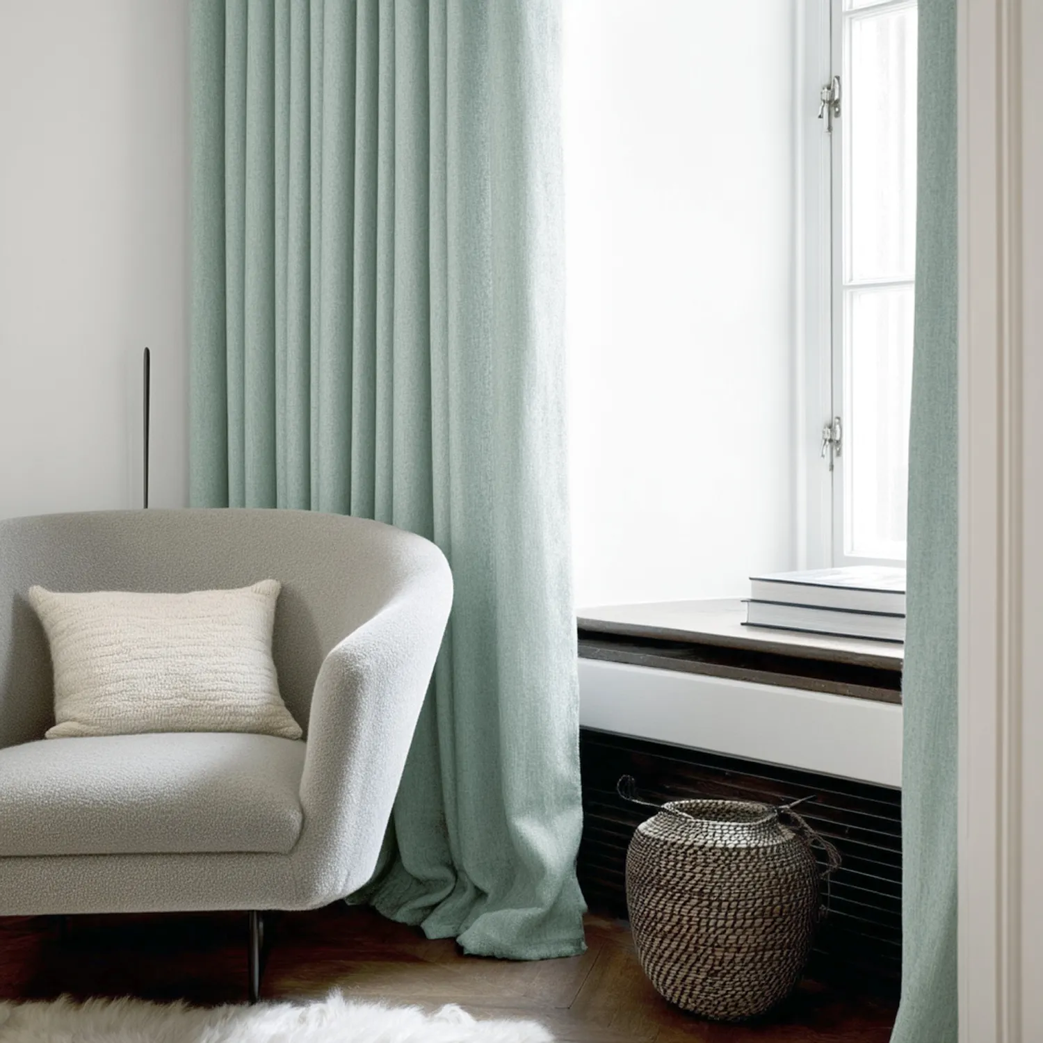 Gordijnen - Linnen gordijnen Melania (licht turkoois)