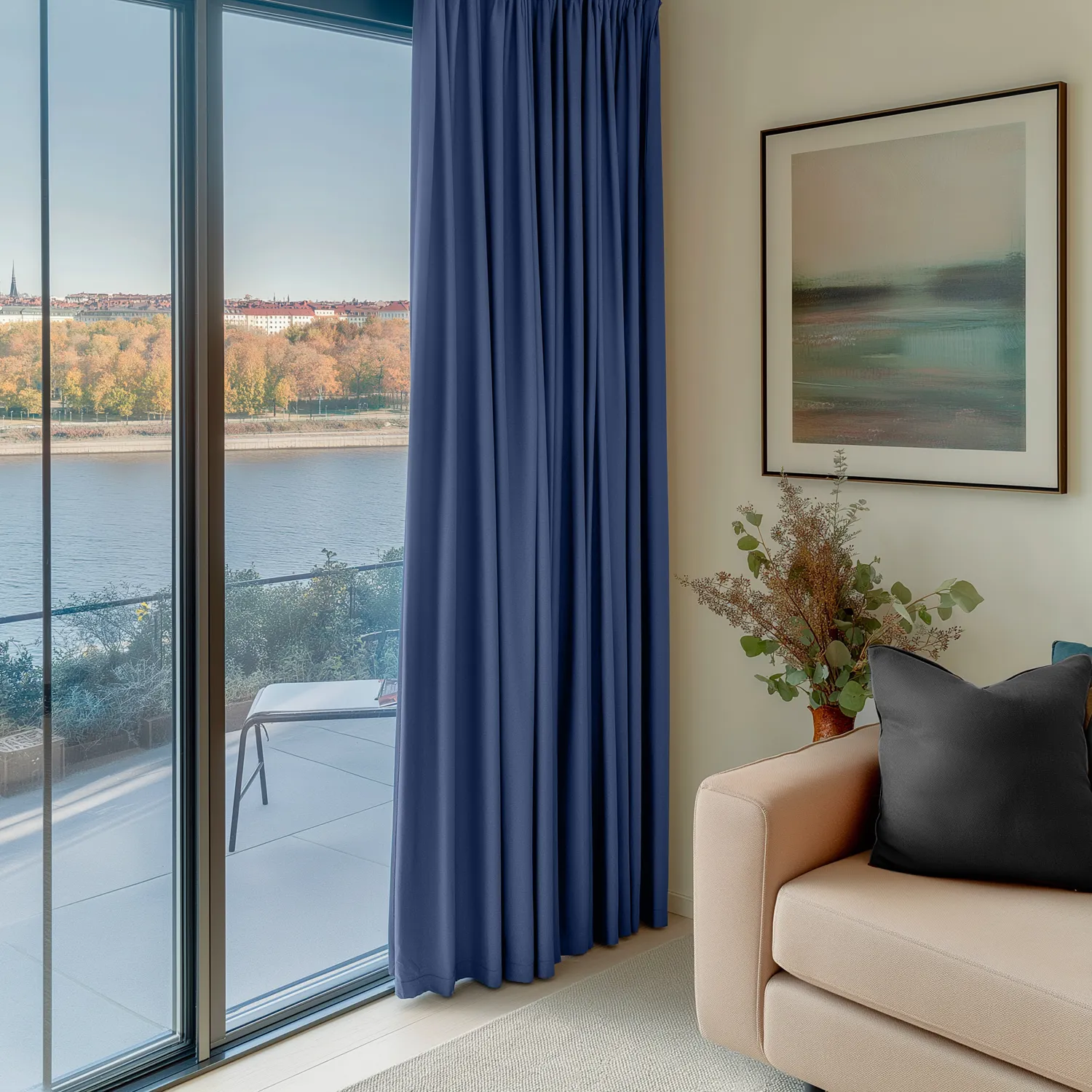 Gordijnen - Verduisteringsgordijnen Octavia (donkerblauw)