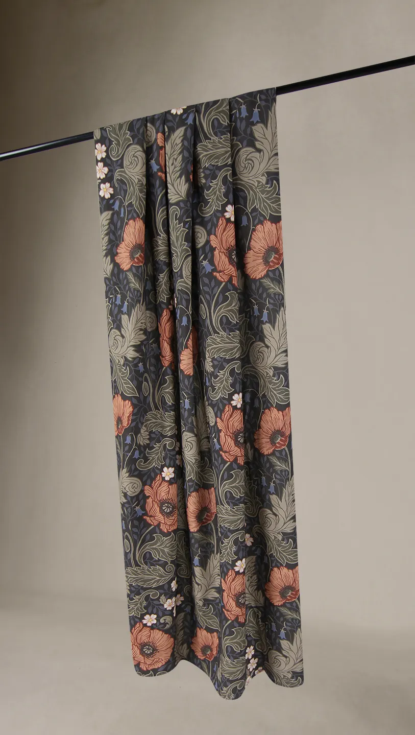 Katoenen gordijn - Poppy (zwart)