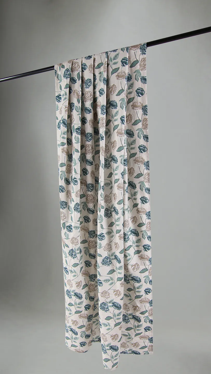 Gordijnen - Katoenen gordijn Wreath (blauw)