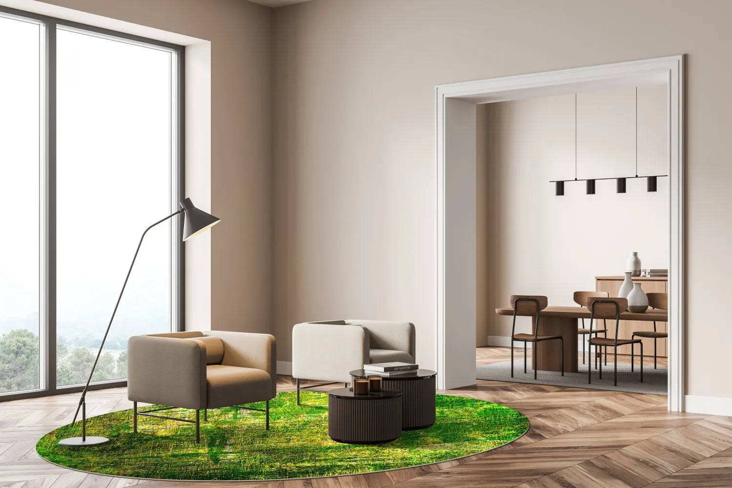 Rond vloerkleed - Padron (groen)