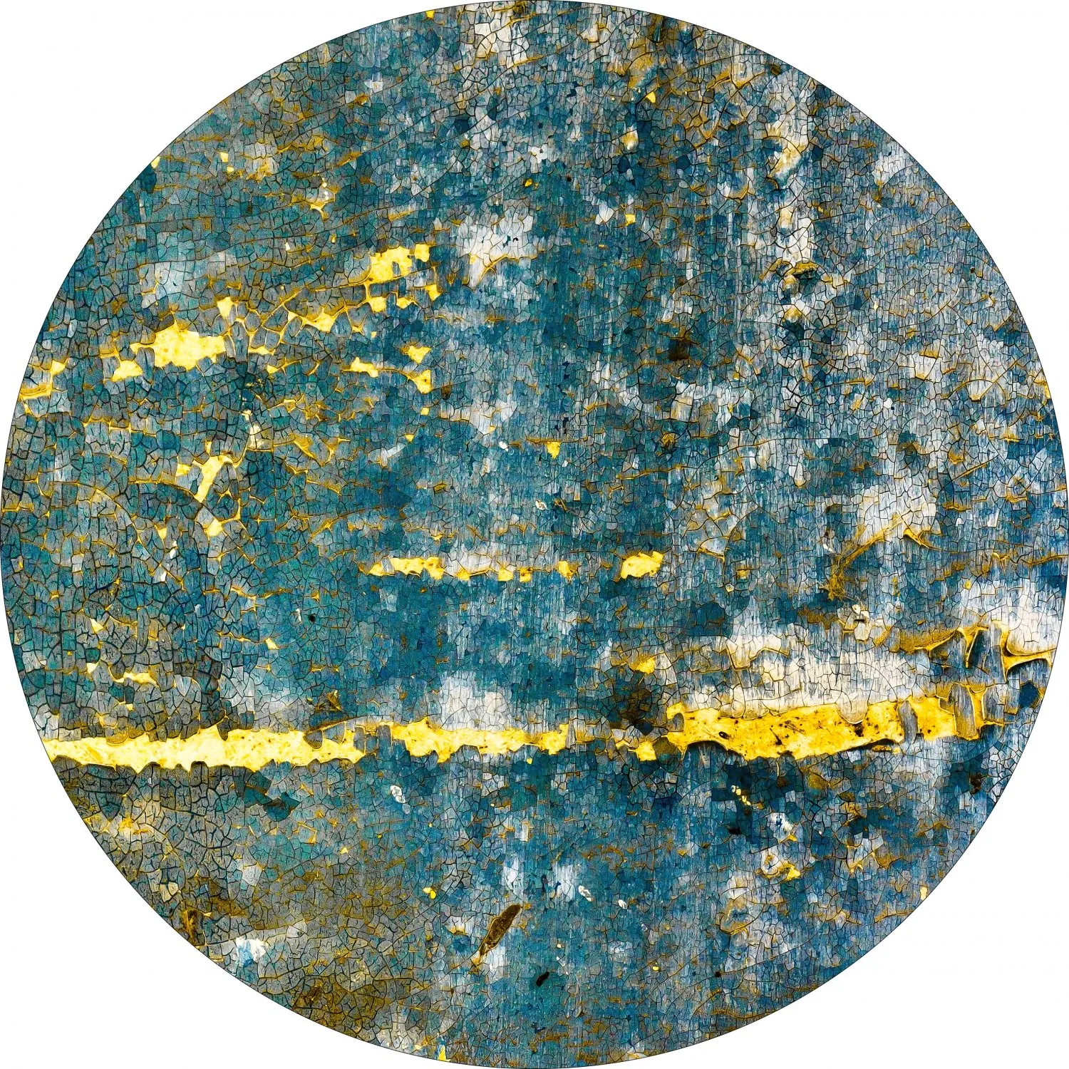 Rond vloerkleed - Mira (geel-blå)