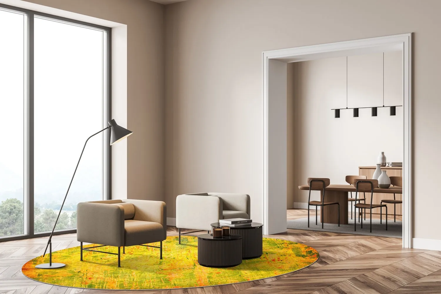 Rond vloerkleed - Melide (geel)