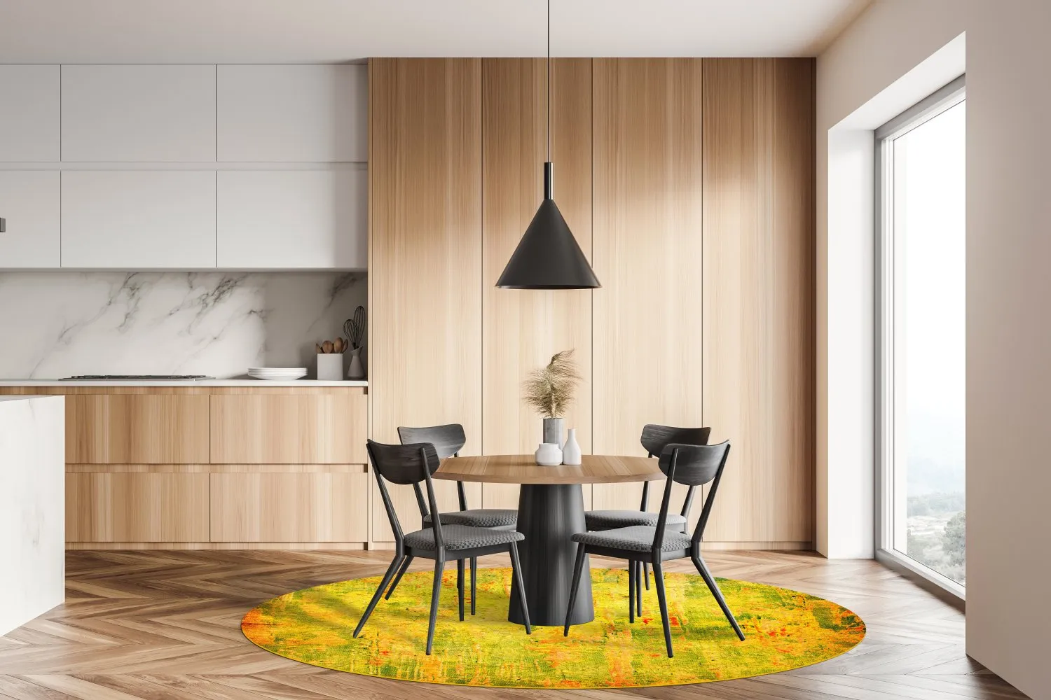 Rond vloerkleed - Melide (geel)