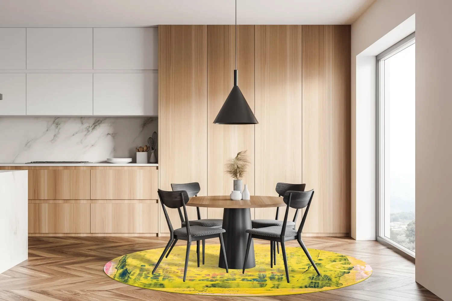 Rond vloerkleed - Lemos (geel)