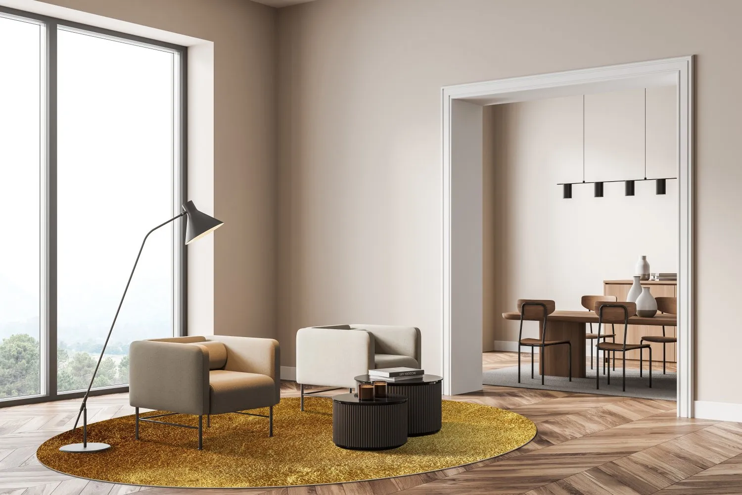 Rond vloerkleed - Malveira (goud)