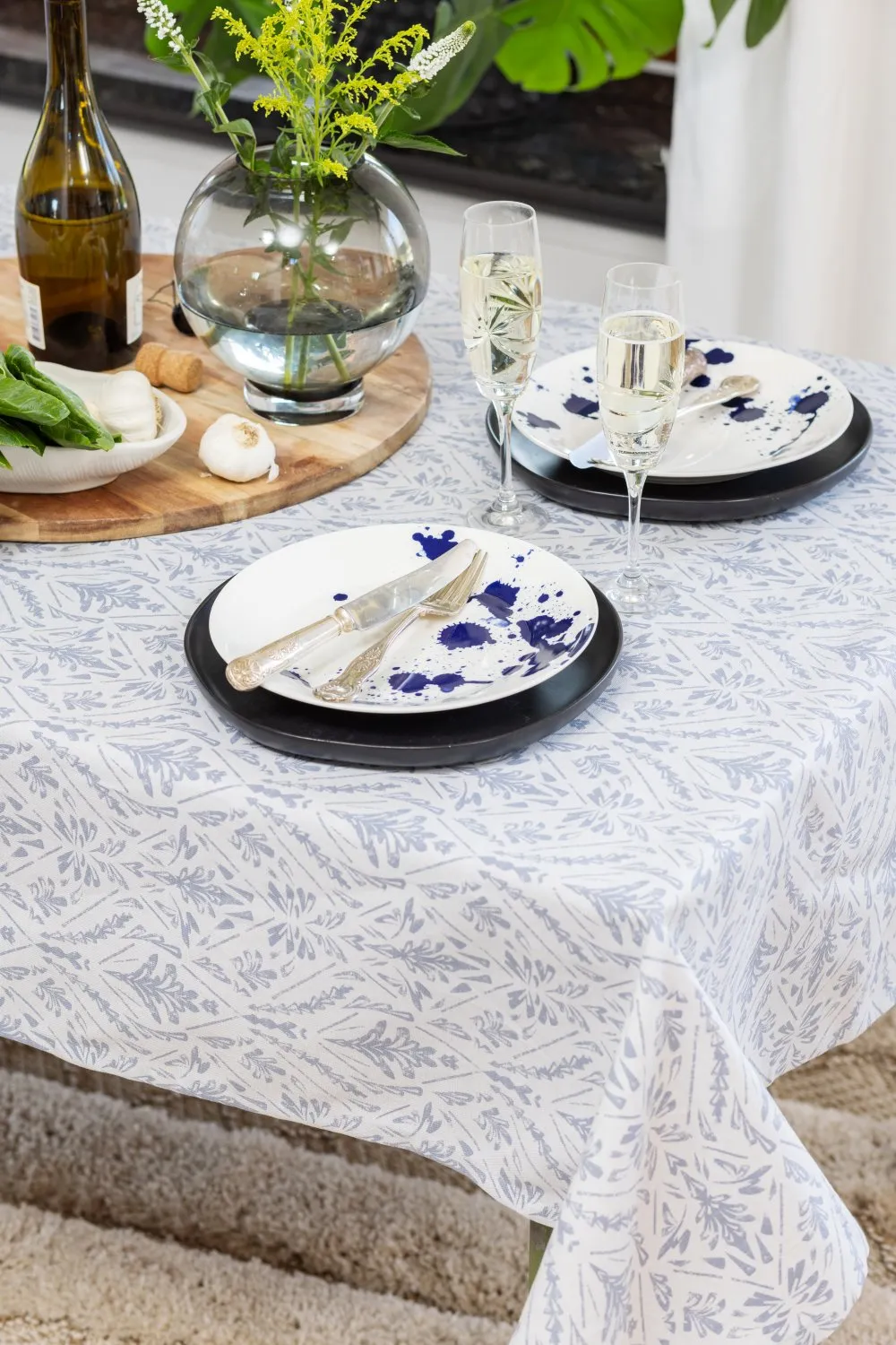 Katoenen tafelkleed - Helmi (blauw)
