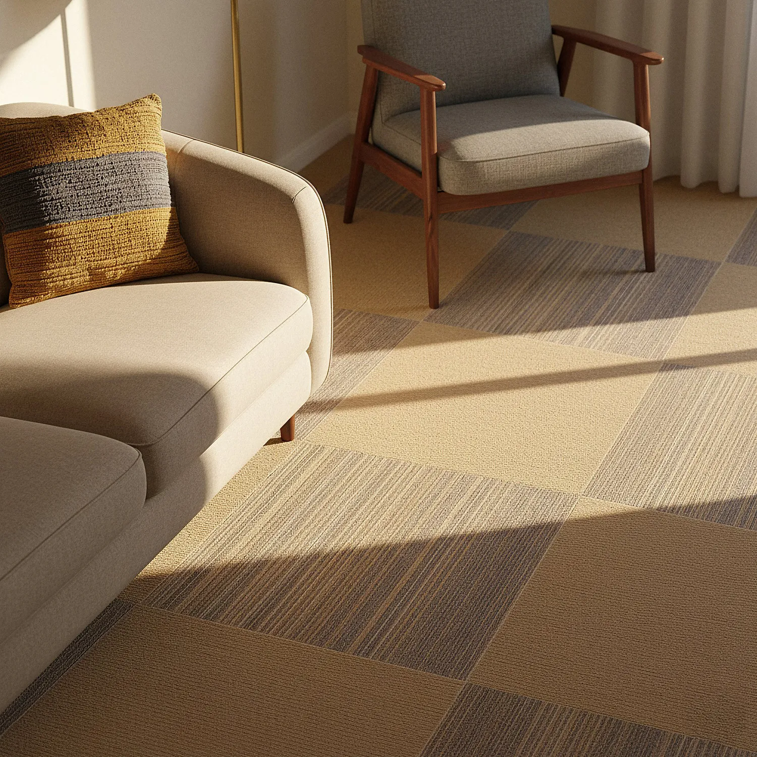 Vloerbedekking - Almeria Tapijttegels 24 st. (onregelmatig gestreept bruin)