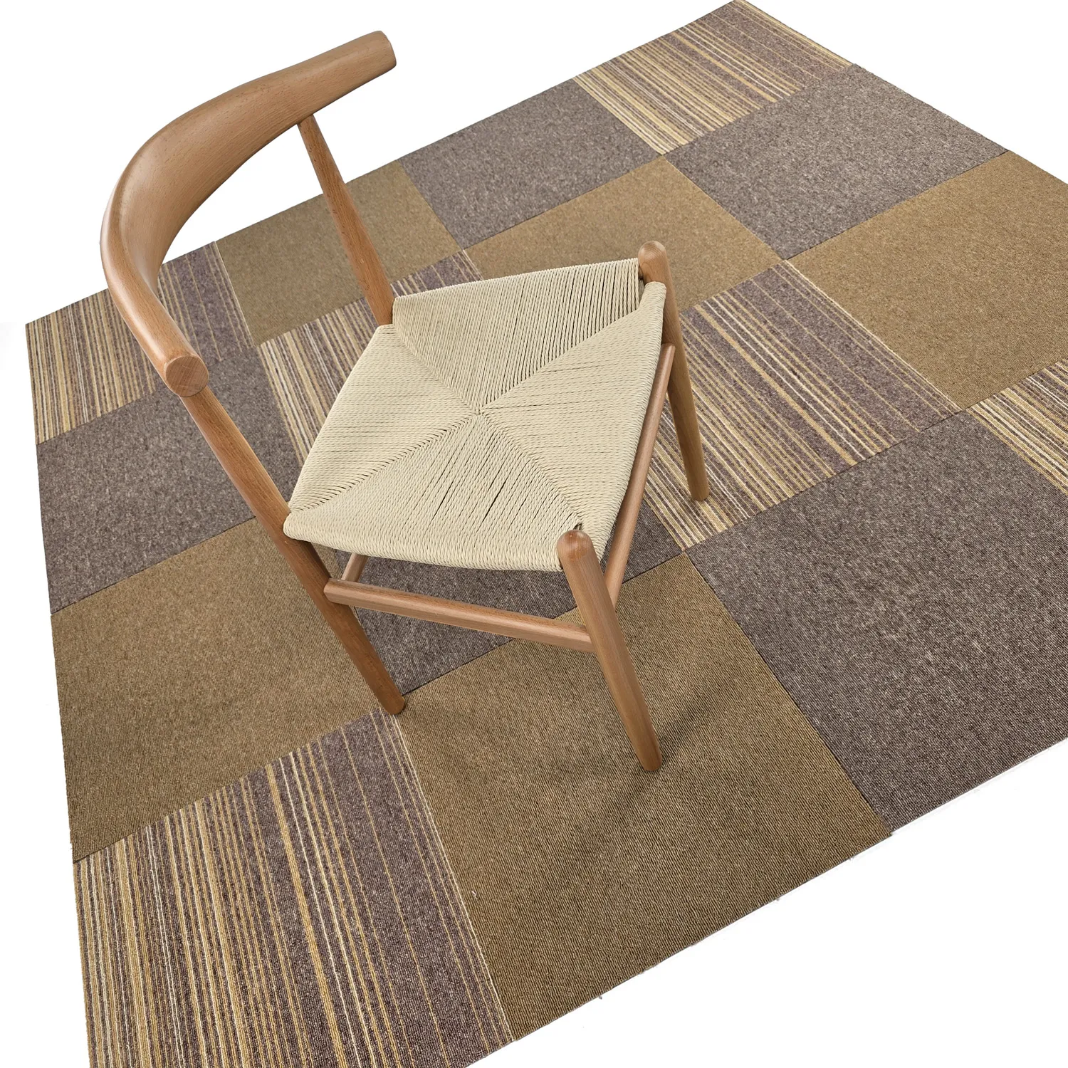 Vloerbedekking - Almeria Tapijttegels 24 st. (onregelmatig gestreept bruin)