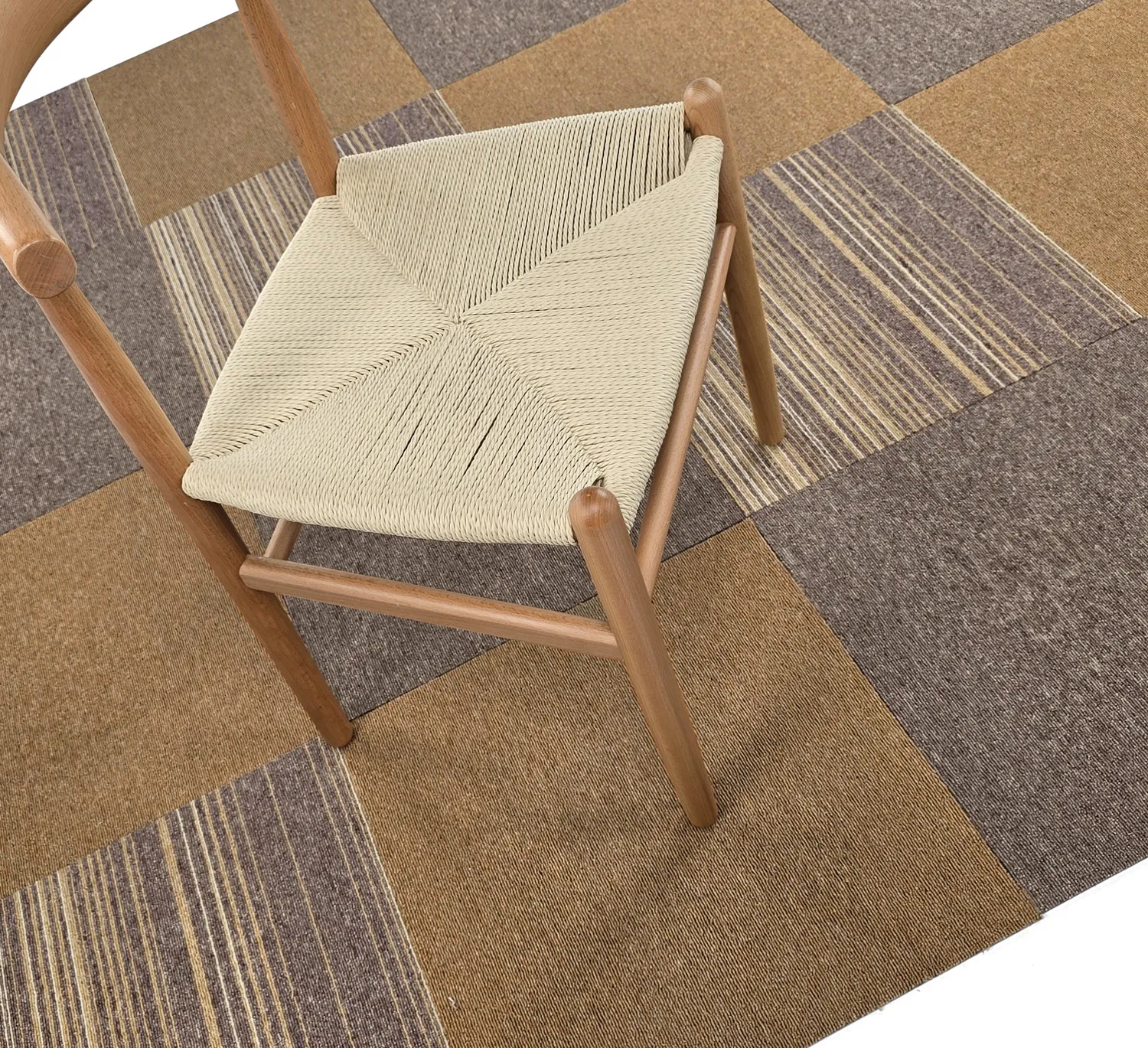 Vloerbedekking - Almeria Tapijttegels 24 st. (onregelmatig gestreept bruin)