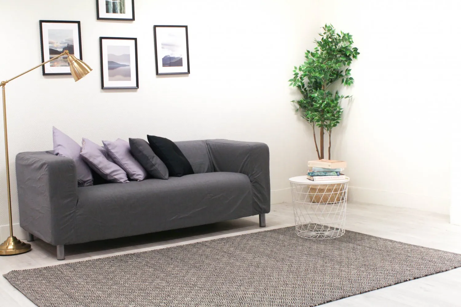 Wollen-vloerkleed - Varella (zwart/wit)