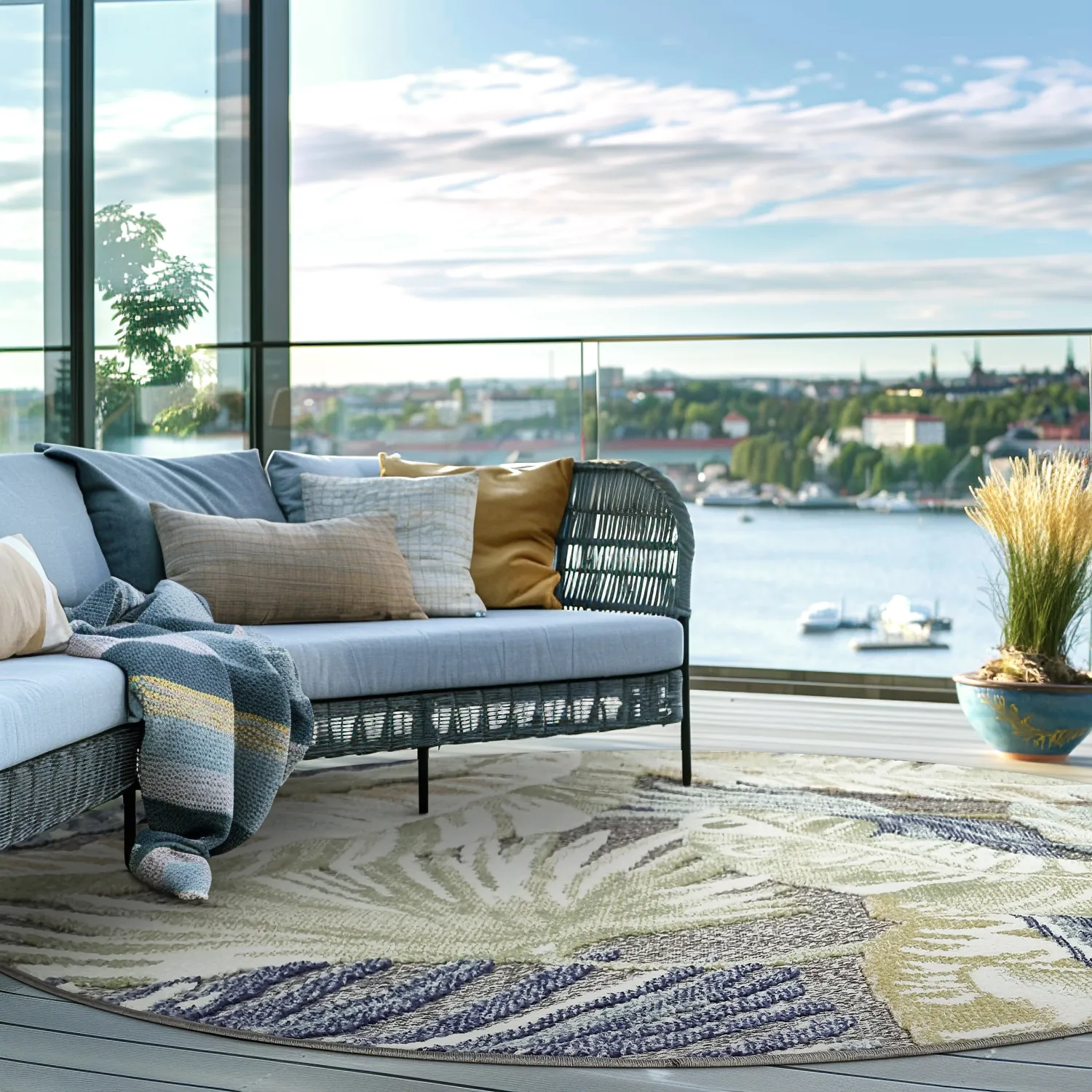 Ronde vloerkleden - Indoor/Outdoor Havana (blauw/multi)