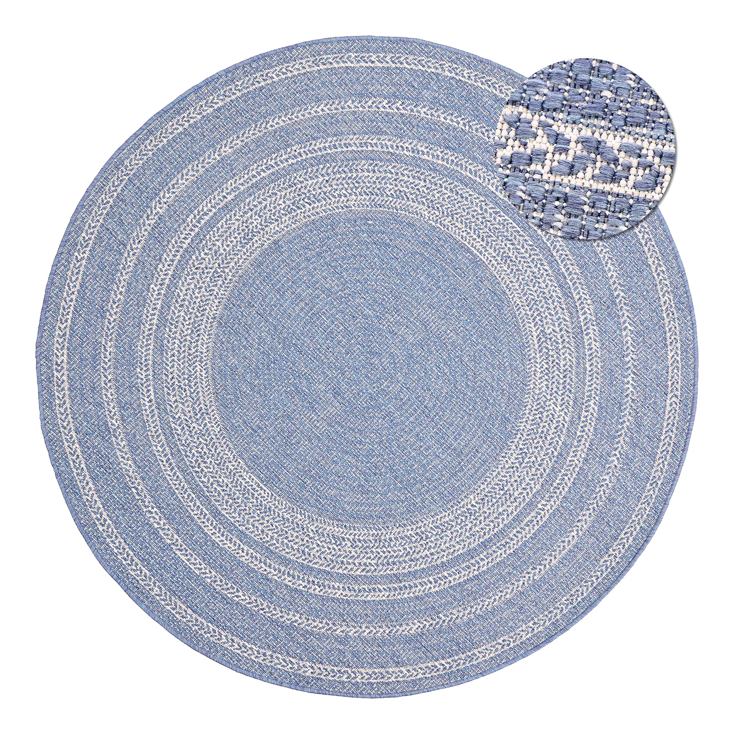 Rond vloerkleed - Indoor/Outdoor Angus (blauw)