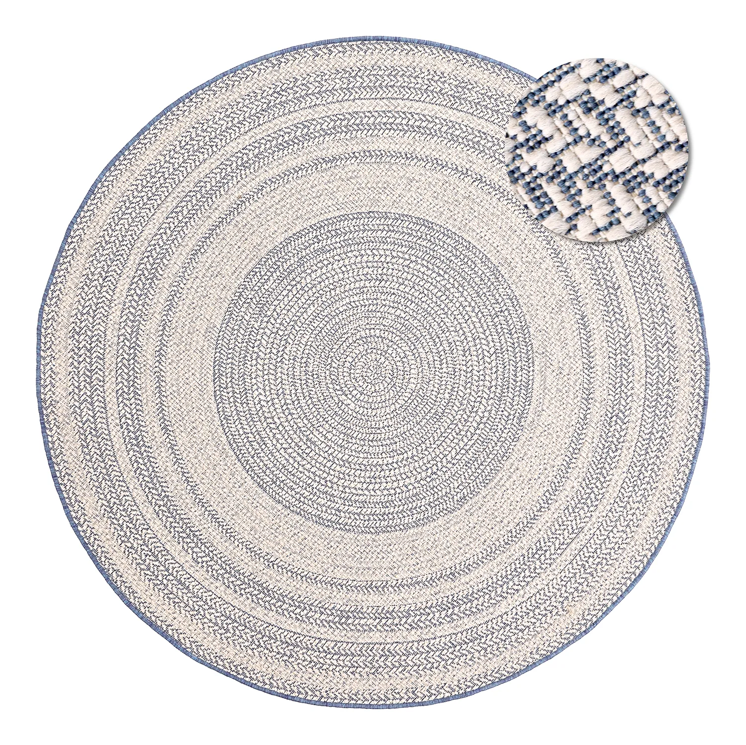 Rond vloerkleed - Indoor/Outdoor Angus (blauw)