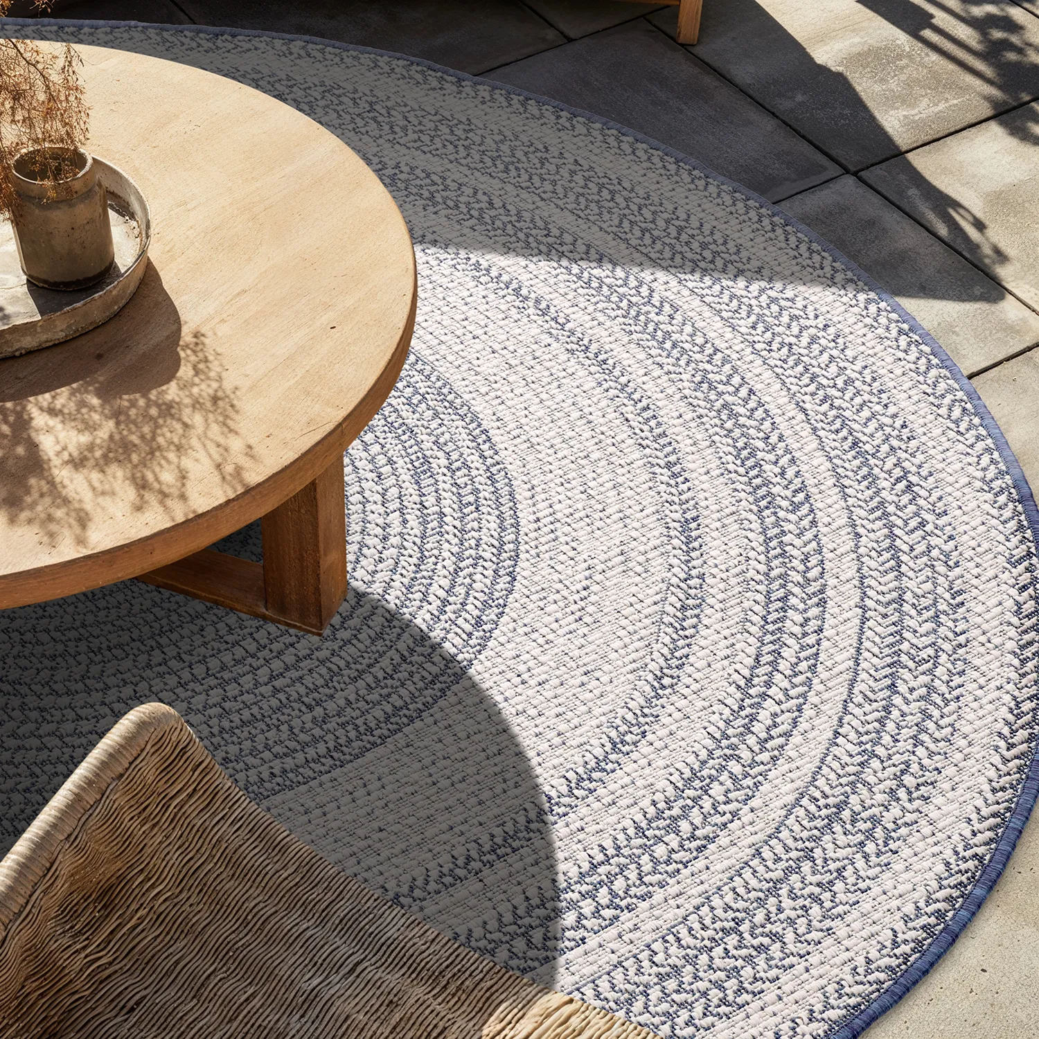 Rond vloerkleed - Indoor/Outdoor Angus (blauw)