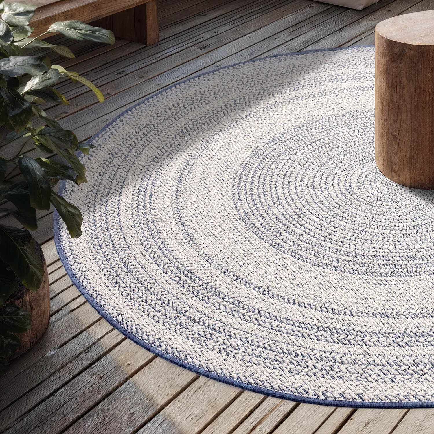Rond vloerkleed - Indoor/Outdoor Angus (blauw)