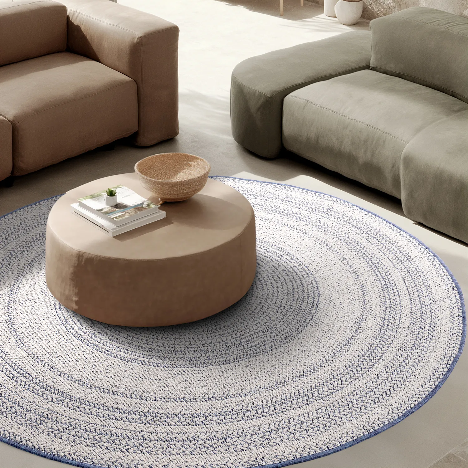 Rond vloerkleed - Indoor/Outdoor Angus (blauw)