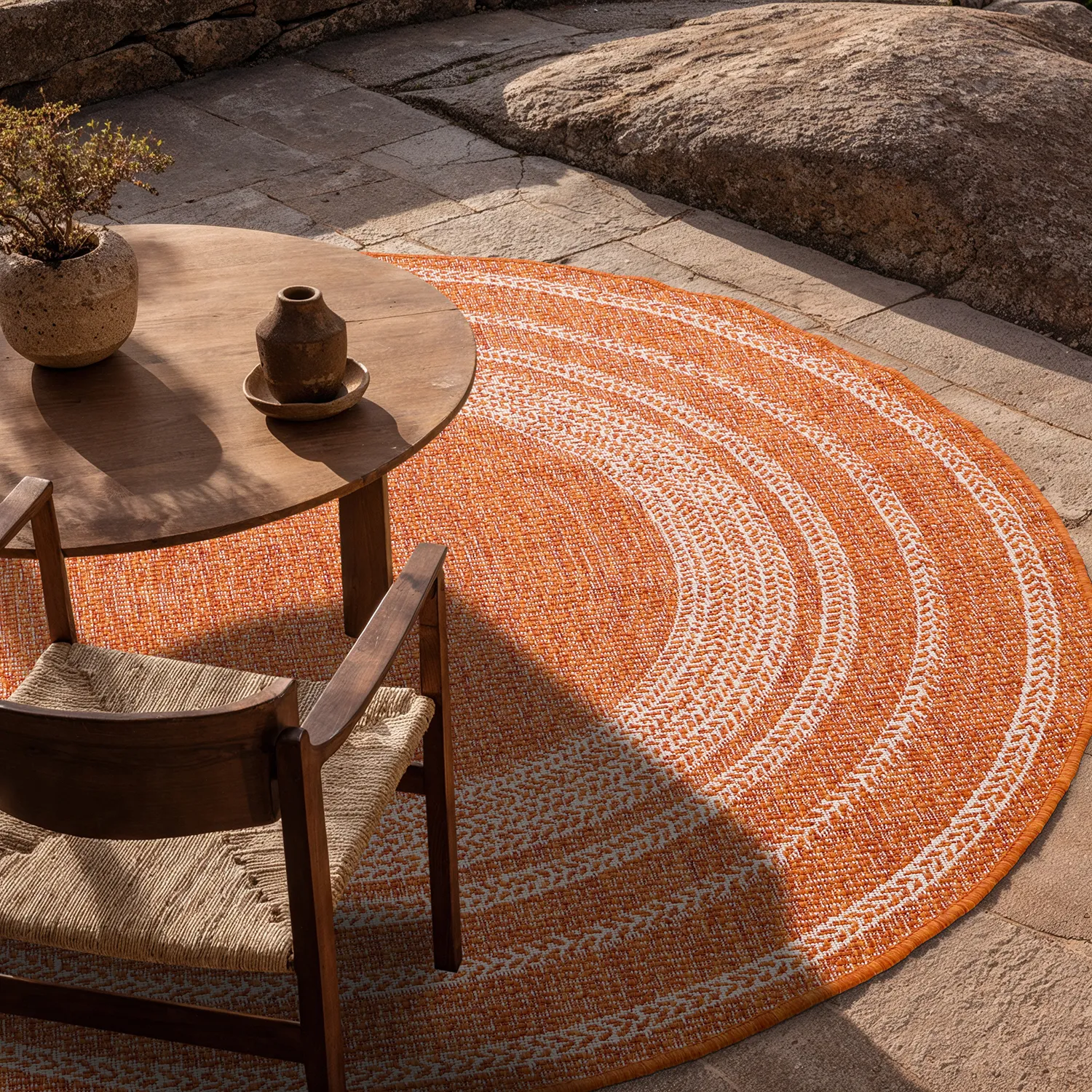 Rond vloerkleed - Indoor/Outdoor Angus (rood)