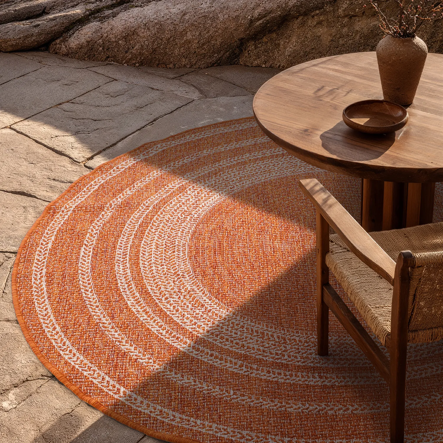 Rond vloerkleed - Indoor/Outdoor Angus (rood)