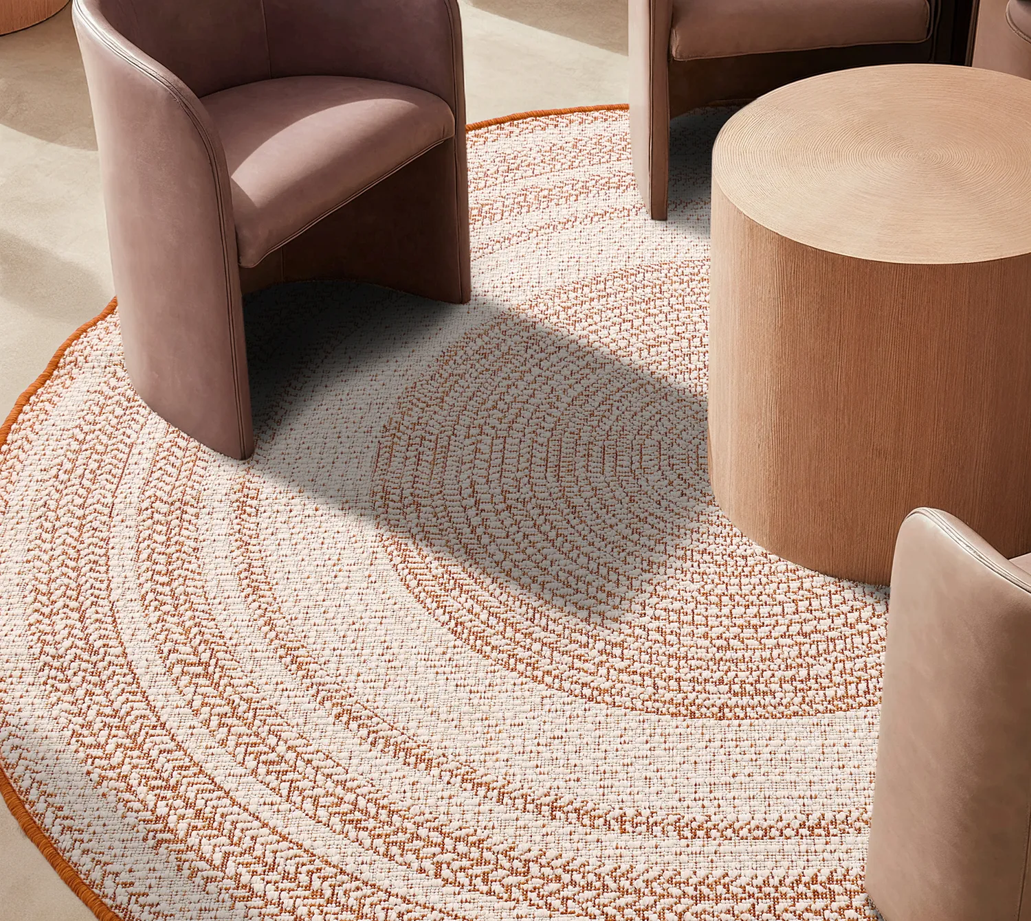 Rond vloerkleed - Indoor/Outdoor Angus (rood)