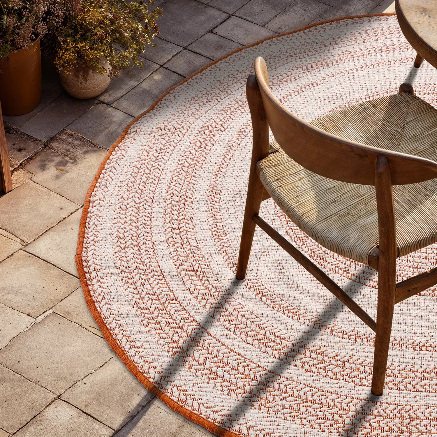 Rond vloerkleed - Indoor/Outdoor Angus (rood)